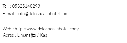 Delos Beach Hotel telefon numaralar, faks, e-mail, posta adresi ve iletiim bilgileri